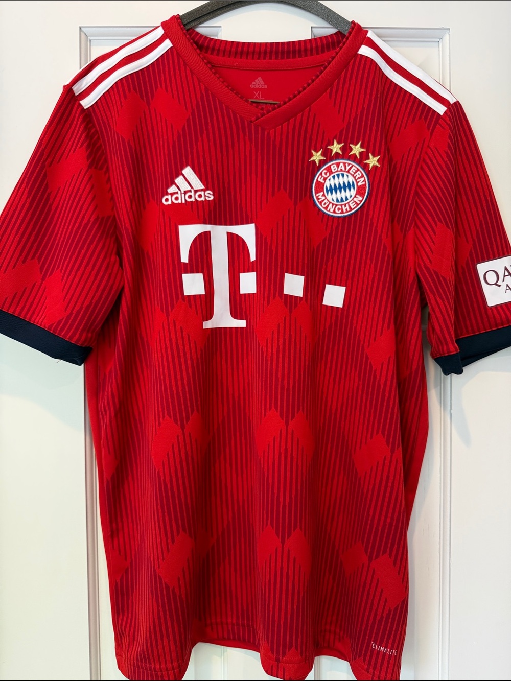 adidas Red FC Bayern Munich Soccer Jersey with White Accents Youth XL